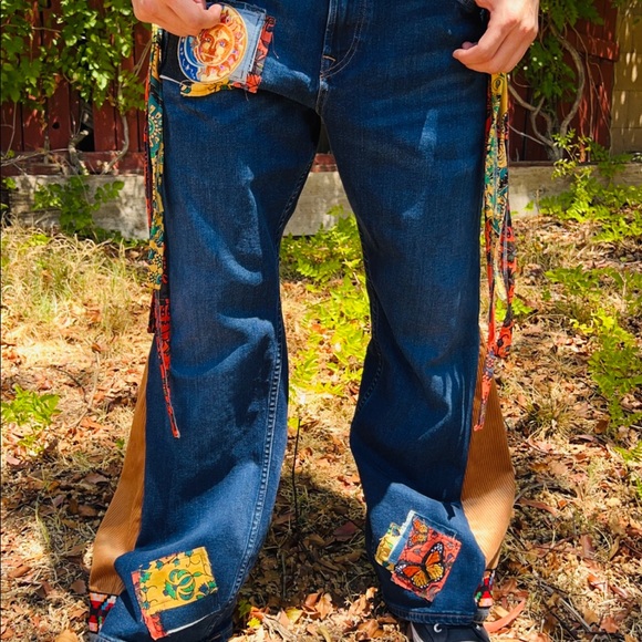 Bell bottom Jeans Unisex Upcycled Mens Jeans - Picture 4 of 10